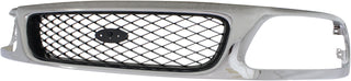 1997-1998 Ford F-150 Grille, Mesh, Chrome Shell/Silver.