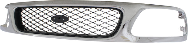1997-1998 Ford F-150 Grille, Mesh, Chrome Shell/Silver.
