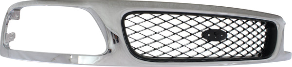 1997-1998 Ford F-150 Grille, Mesh, Chrome Shell/Silver.