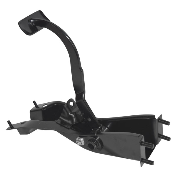 Black metal agricultural implement on a white background. 1955-1956 Chevy Brake Pedal Assembly Automatic.