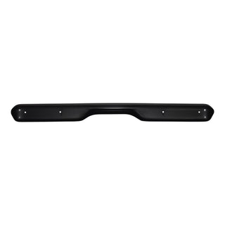 Black metal bumper on a white background. 1960-1962 Chevy C10 Pickup Rear Bumper Painted W/O License Plate Holes Fleetside.