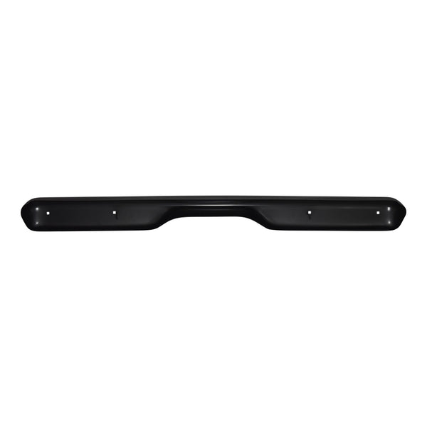 Black metal bumper on a white background. 1960-1962 Chevy C10 Pickup Rear Bumper Painted W/O License Plate Holes Fleetside.