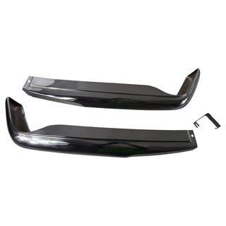 Two black car bumper extensions with a tool on a white background. 1963-1971 Mercedes W113 Bumper Rear Europe Type Pair.