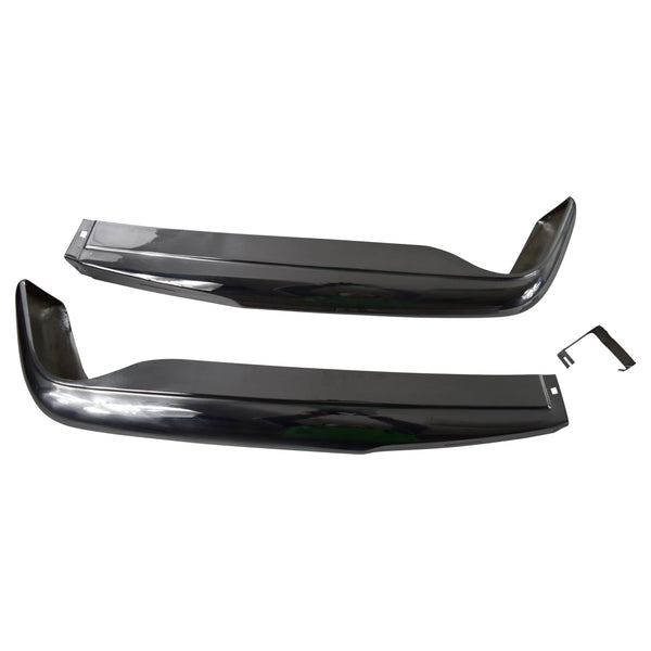Two black car bumper extensions with a tool on a white background. 1963-1971 Mercedes W113 Bumper Rear Europe Type Pair.