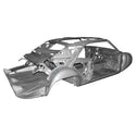 Silver car chassis on a white background. 1969 Camaro Coupe Body Frame.