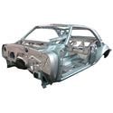Metal car chassis on a white background. 1969 Camaro Coupe Body Frame.