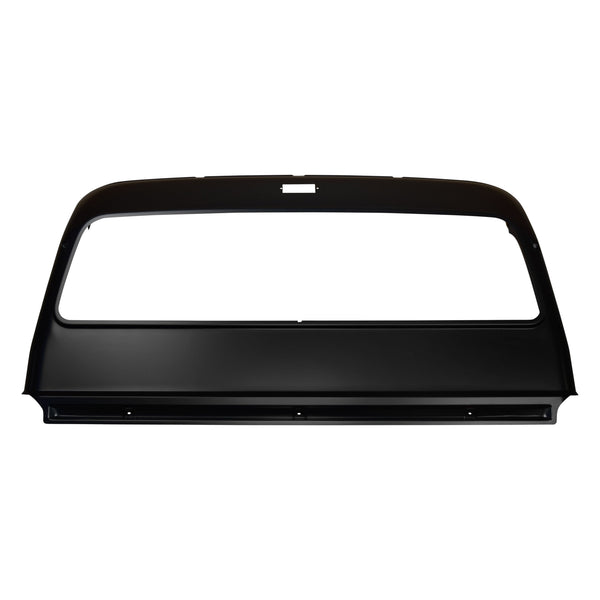 Car windshield with black frame on a white background. 1967-1972 Ford Pickup Cab Back Panel, Inner