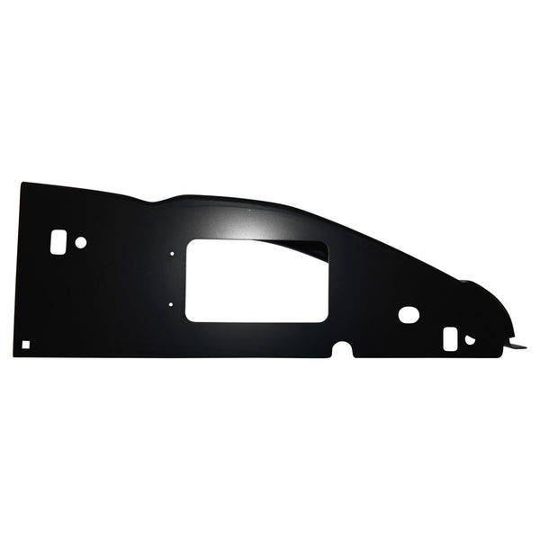 Black car door panel on a white background. 2002-2022 Ford E-Series Cutaway Van Cab Corner, RH.