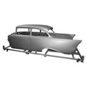 Car chassis on a white background. 1957 Chevy Sedan Body Shell.