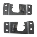 Two black metal brackets on a white background. Pickup Door Striker Plates Pair
