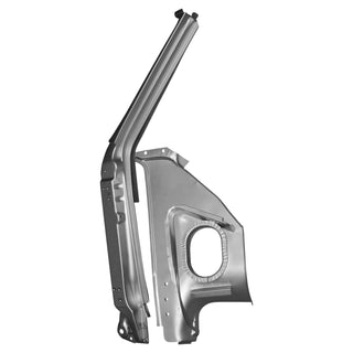 Metallic car fender on a white background. 1969-1972 A Pillar W/Cowl Shoulder LH 3Pcs Kit Weld Thru Primer.