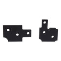 Two black metal brackets on a white background. Door Hinge Plates, 2 Pcs.