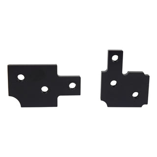 Two black metal brackets on a white background. Door Hinge Plates, 2 Pcs.