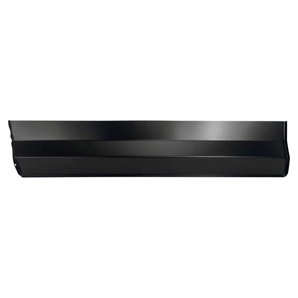 Black metal shelf on a white background. 1980-1996 Ford Front Door Skin Lower, RH.