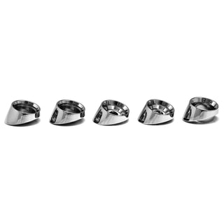 Set of five metallic rings on a white background. Chevy 1957 Dash Chrome Bezel Set, 5 Pcs.