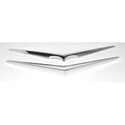 Chrome car emblem on a white background. 1956 Chevy Hood and Trunk Vee Set, Chrome.
