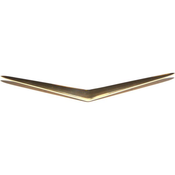 Gold decorative wall piece with a V-shaped design on a white background. 1957 Chevy Nomad Tailgate / Continental Kit Vee, Gold.