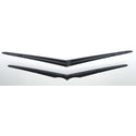 Two black car wipers on a white background. Hood And Trunk Vee Set, Matt Black.