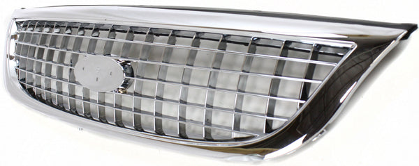 2001-2003 Ford Windstar Grille, Chrome Shell/Black.