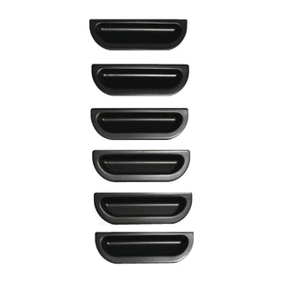 Set of black rectangular objects on a white background. 1957 Chevy Fender Louver Set, Black.
