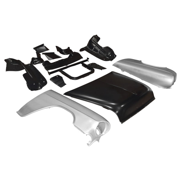 1955 Chevy V8 Front End Sheet Metal Kit, Factory Style Hood