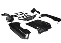 Set of black car body panels on a white background