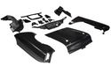 Set of black car body panels on a white background. V8 Front End Sheet Metal Kit.