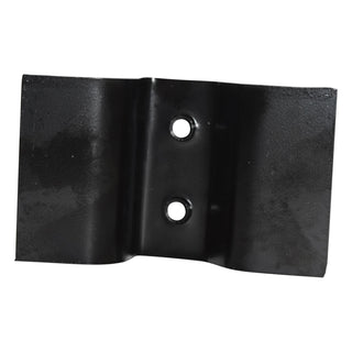 Black metal bracket with two holes on a white background. 1978-1988 Front Floor Shifter Mounting Bracket.