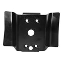 Black metal bracket on a white background. Rear Floor Shifter Mounting Bracket.