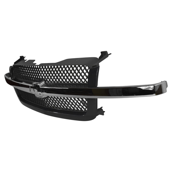 Black car grille on a white background. Chevy Grille Assembly Chrome.