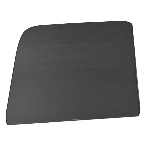 Black car plate on a white background. Door Glass LH Smoke