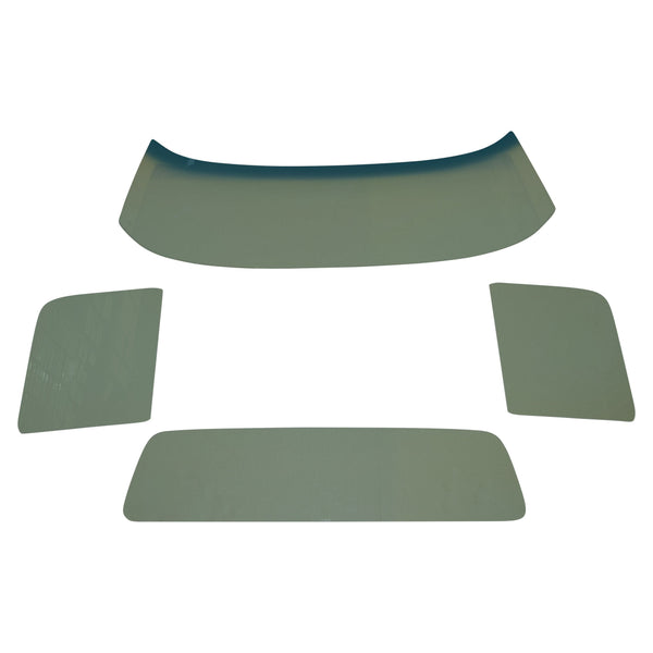 Set of car window sunshades on a white background. Glass Kit Green Tinted with Band.