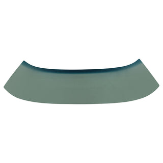 Curved green plastic object on a white background. Windshield Glass Green Tinted w/ Band.