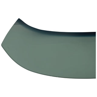 Curved green plastic sheet on a white background. Windshield Glass Green Tinted w/ Band.