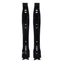 Two black metal brackets on a white background. 1967-1970 Chevy Impala Gas Tank Mounting Brace Pair.