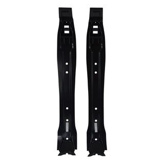 Two black metal brackets on a white background. 1967-1970 Chevy Impala Gas Tank Mounting Brace Pair.