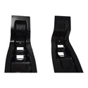 Pair of black metal brackets on a white background. 1967-1970 Chevy Impala Gas Tank Mounting Brace Pair