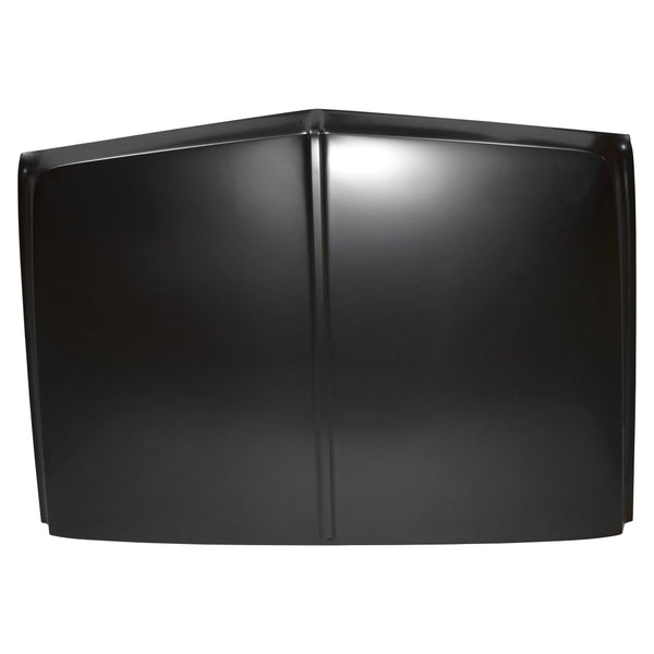 Black curved panel on a white background. 1969-1972 Chevy Pickup Hood W/ Emblem Holes.