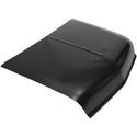 Black car hood on a white background. 1956 Chevy 150 Series V8 Front End Sheet Metal Kit, Factory Style Hood