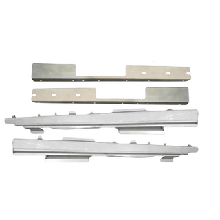 Set of metal rocker panels on a white background. 2007-2016 Jeep Compass Inner & Outer Rocker Panel Set.