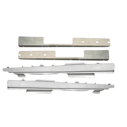 Set of metal rocker panels on a white background. 2007-2016 Jeep Compass Inner & Outer Rocker Panel Set.