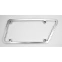 Metallic license plate frame on a white background. 1936-1956 Plates Tennessee Shaped License Frame, Chrome.