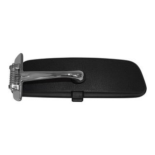 Black car mirror with chrome finish on a white background. Interior Rear View Mirror.