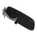 Black guitar capo with chrome clasp on a white background. Interior Rear View Mirror.