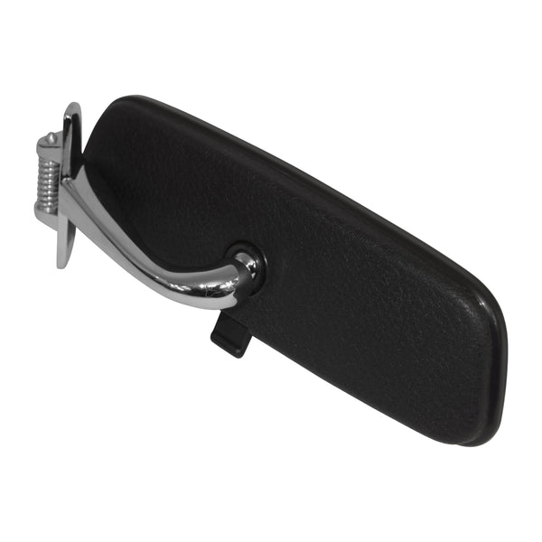 Black guitar capo with chrome clasp on a white background. Interior Rear View Mirror.