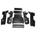 Set of black car interior panels on a white background. 1968 Chevy El Camino Bed Kit.
