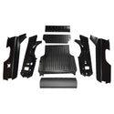 Set of black car body panels on a white background. 1968 Chevy El Camino Bed Kit.