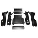 Set of black car body panels on a white background. 1969-1972 Chevy El Camino Bed Kit.