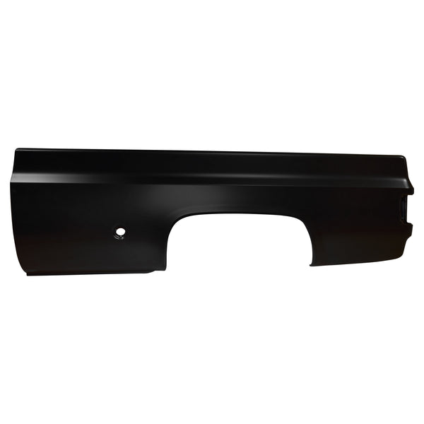 Black car panel on a white background. 1976-1978 Bedside Assembly LH 8Ft, W/Round Fuel Hole.