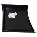 Black plastic panel on a white background. Bedside Front Lower Panel, LH, 5.5' Bed, W/O Moulding Holes.
